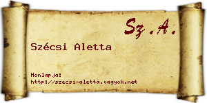 Szécsi Aletta névjegykártya